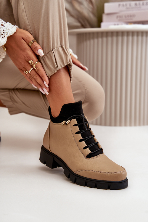 Чоботи жіночі утеплені з еко шкіри бежеві Erisabelle