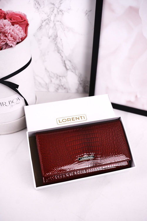 Середній шкіряний жіночий гаманець LORENTI Patent Red