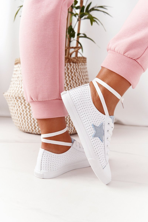 Жіночі шкіряні кросівки із зіркою BIG STAR DD274692 Біло-Сині