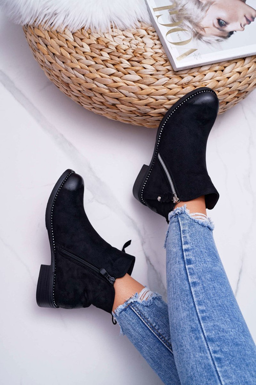 Чоботи жіночі на підборах чорні Barski 98-20