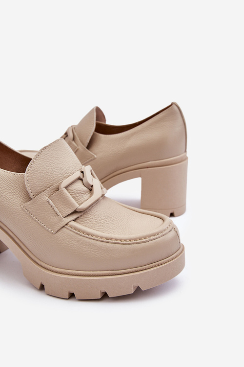 Елегантні туфлі на опорі З Срібним Орнаментом Beige Harmell