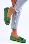 Замшеві лофери з бантом і бахромою Green Dorine