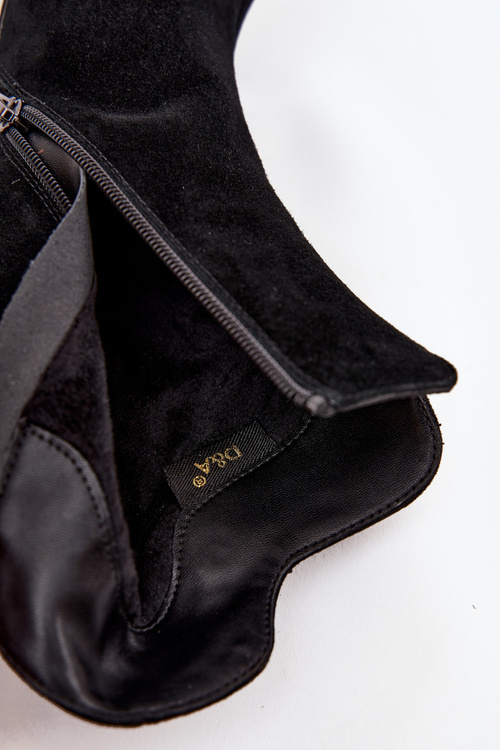 Замшеві жіночі черевики на підборах з оздобленням D&A CR52-686 Чорний