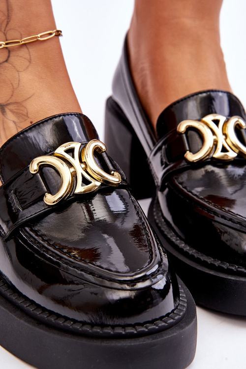 Модні туфлі-броги на масивних підборах Black Imani