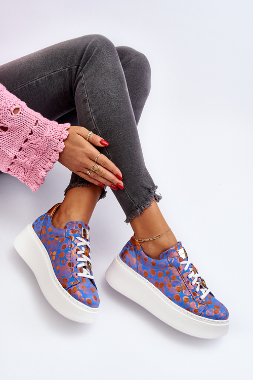 Шкіряне спортивне взуття на платформі Maciejka 06191-06 синій