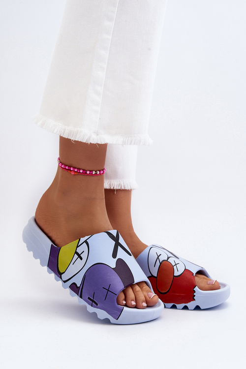 Сині друковані гумові шльопанці Monsters