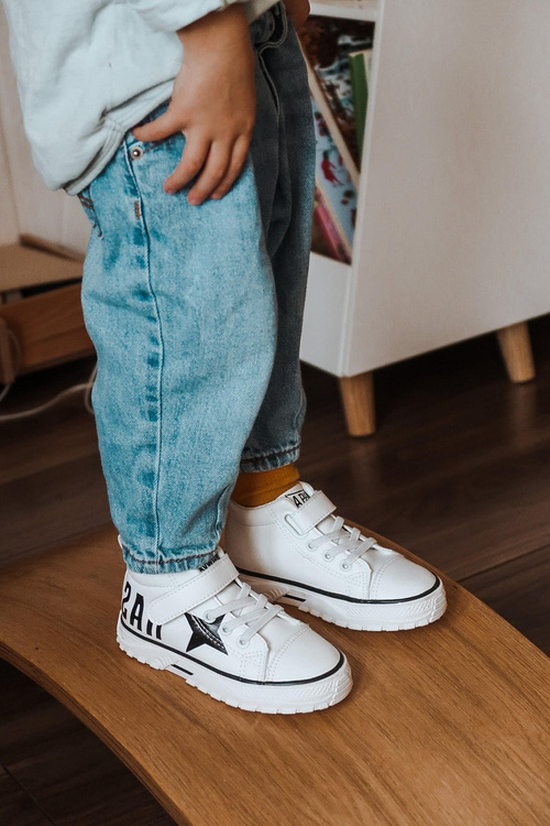 Дитячі високі кросівки на липучці Білі Спаркі