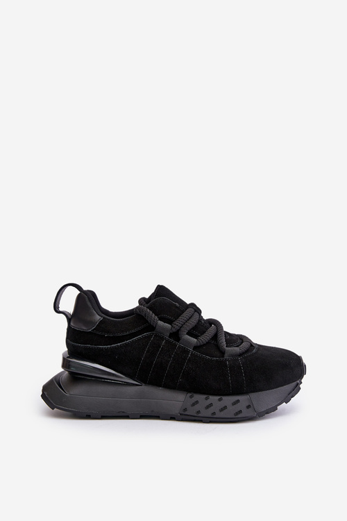 Жіночі замшеві кросівки на платформі з товстою шнурівкою Artiker 54C1464 Чорні