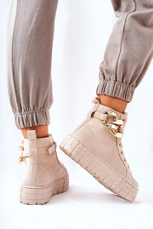 Високі кросівки на платформі світло-бежеві Evenia