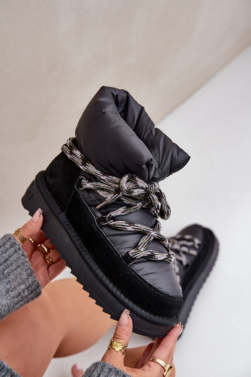 Замшеві Чоботи Для Жінок З Товстим Шнурівкою D.Franklin DFSH375003 Чорні