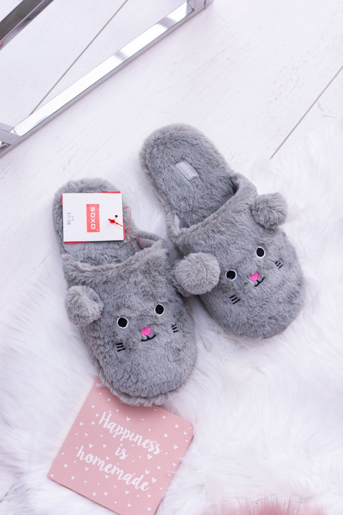 Жіночі тапочки SOXO Мишки з вушками сірі