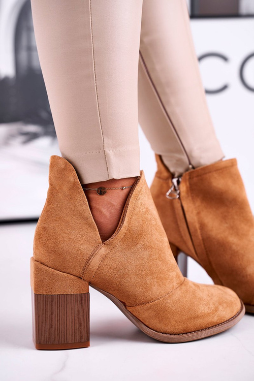 Жіночі черевики на високому каблуці з верблюжою обробкою Meliori