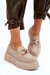 Модні шкіряні туфлі на платформі Beige Marsol 