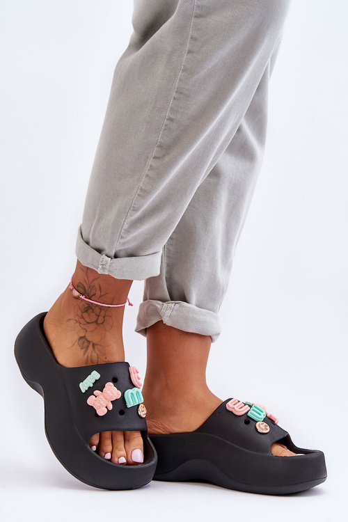 Жіночі м'які поролонові тапочки з орнаментом Чорні Лорі