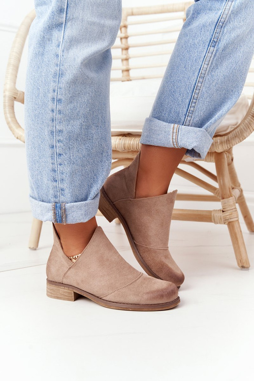 Чоботи жіночі з вирізами Хілларі бежеві