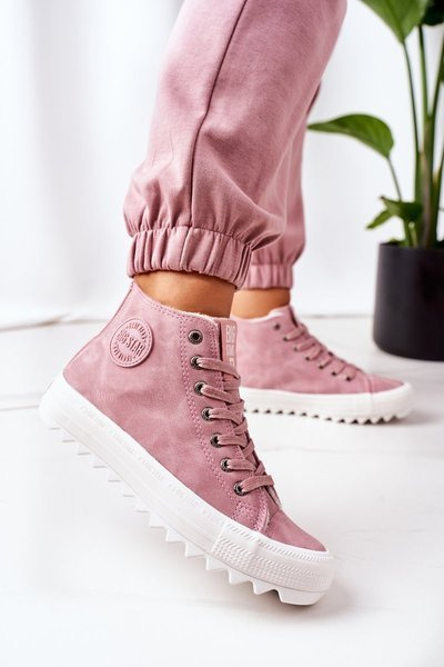 Жіночі шкіряні утеплені кросівки Big Star EE274113 Рожеві