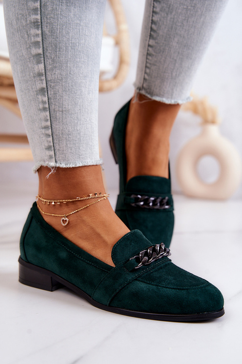 Замшеві лофери Brogue Green Yasmin