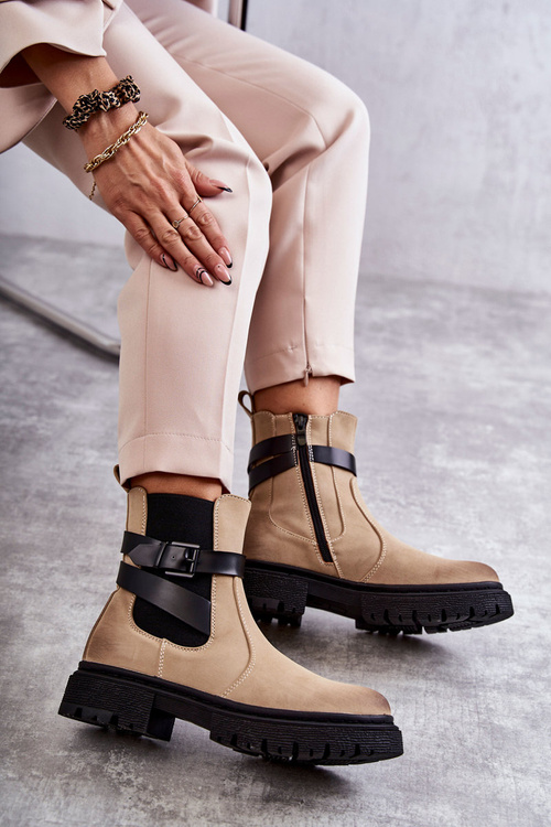 Жіночі теплі черевики Jodhpur з поясом Бежеві Хосе