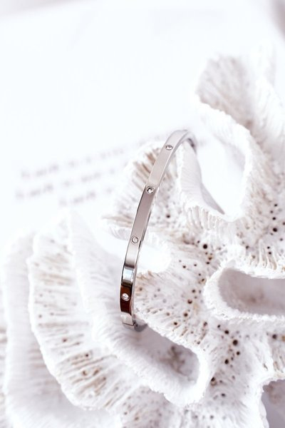 Сталевий браслет зі сріблом з кубічного цирконію