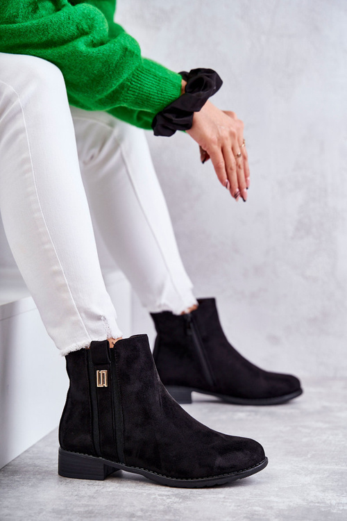 Жіночі замшеві чоботи з орнаментом Чорні Giana