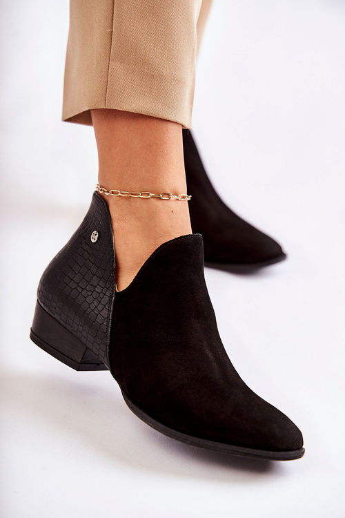 Жіночі шкіряні черевики Maciejka чорні тваринний візерунок 04091-62