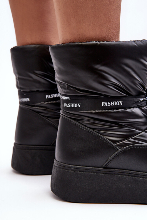 Жіночі зимові черевики з орнаментальною шнурівкою Black Siracna