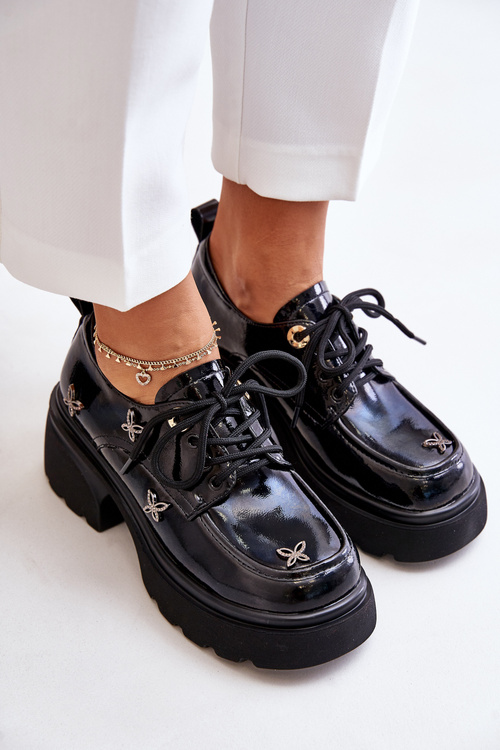 Туфлі жіночі лаковані з декором Натуральна шкіра Artiker 55C1011 Чорні