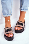 Жіночі шльопанці на платформі чорні RICH