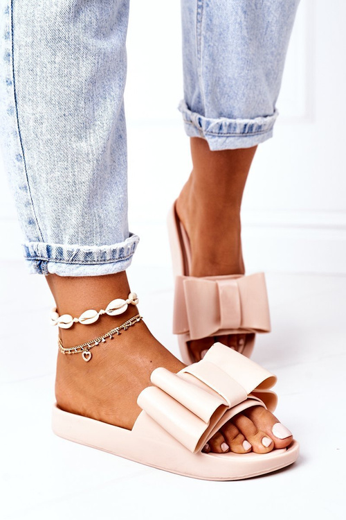 Гумові тапочки з бантом Бежеві квітня