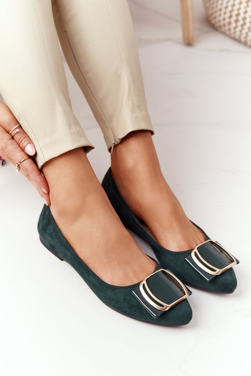 Замшеві балетки з пряжкою Sergio Leone BL623Зелений