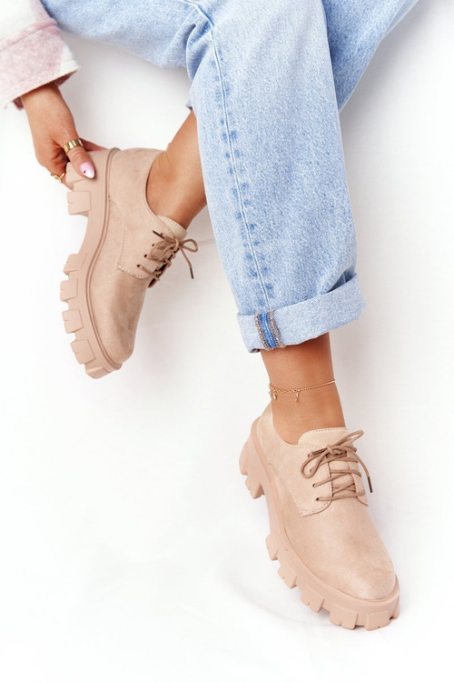 Жіночі замшеві оксфорди-броги на платформі голого кольору Imogen