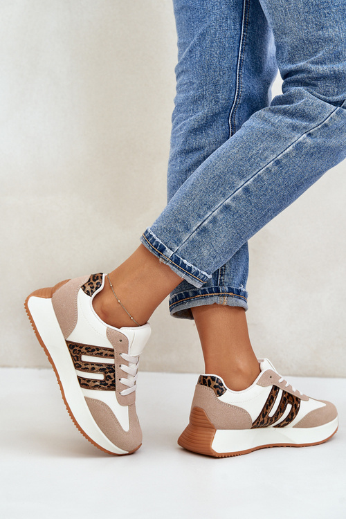 Кросівки Спортивне взуття на платформі Leopard Жіночі бежеві Thari