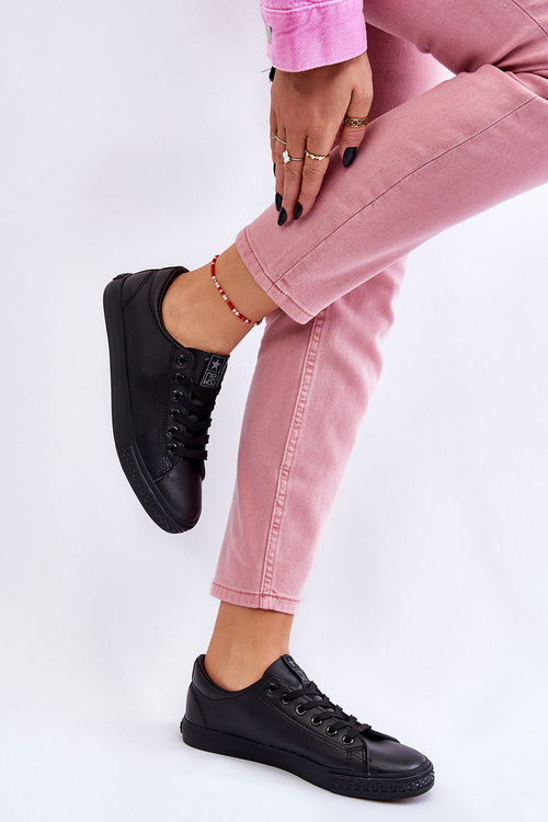 Жіночі класичні шкіряні кросівки Misima чорного кольору