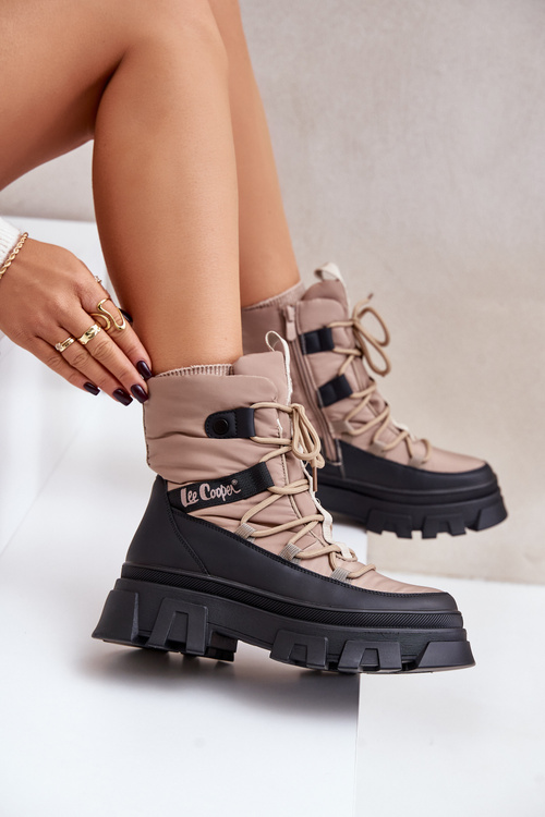 Жіночі зимові черевики на блискавці Lee Cooper LCJ-24-47-3143 бежевий