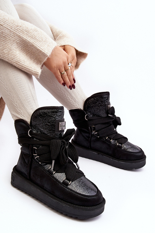 Жіночі зимові черевики зі шнурівкою D.Franklin DFSH370006 Чорні