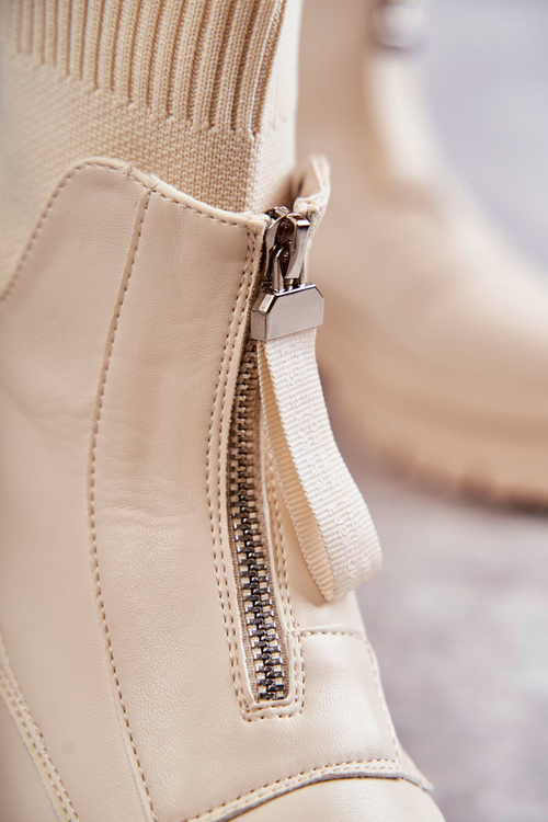 Жіночі шкарпетки Чоботи на блискавці бежеві шелтер