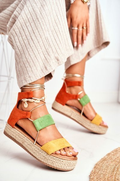 Жіночі еспадрільї на платформі на зав'язках, жовті Fuerta