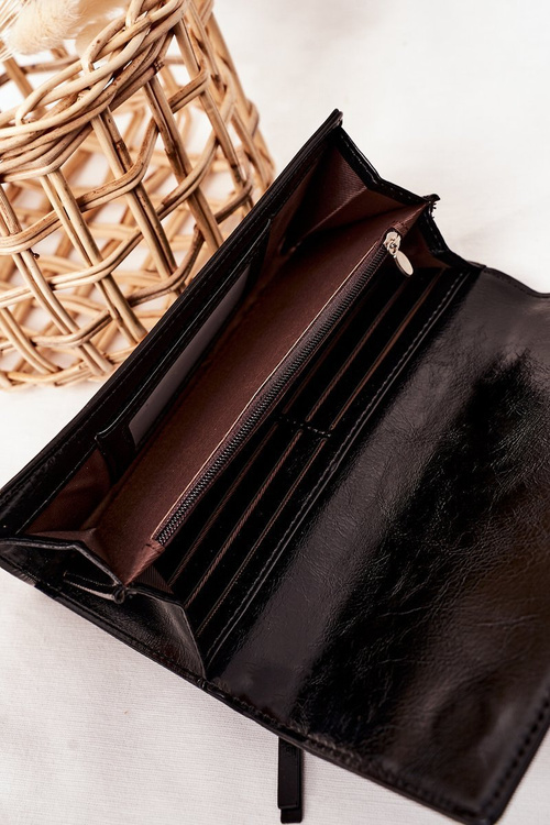 Великий жіночий гаманець з магнітом чорний