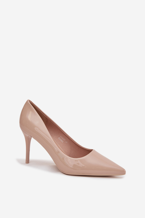 Лаковані Еко Шкіряні Жіночі Туфлі На Високих Каблуках З Вузьким Носком Бежеві Jadira