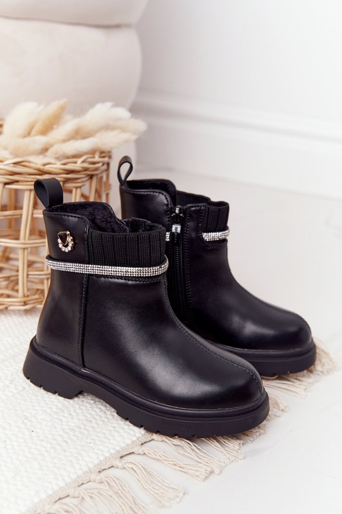Чоботи дитячі з паєтками Чорні іриски