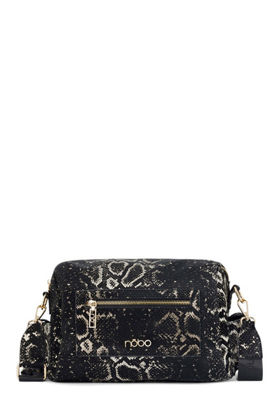 Сумка-почтальон NOBO з атласним візерунком N1330-CM23 чорно-золота