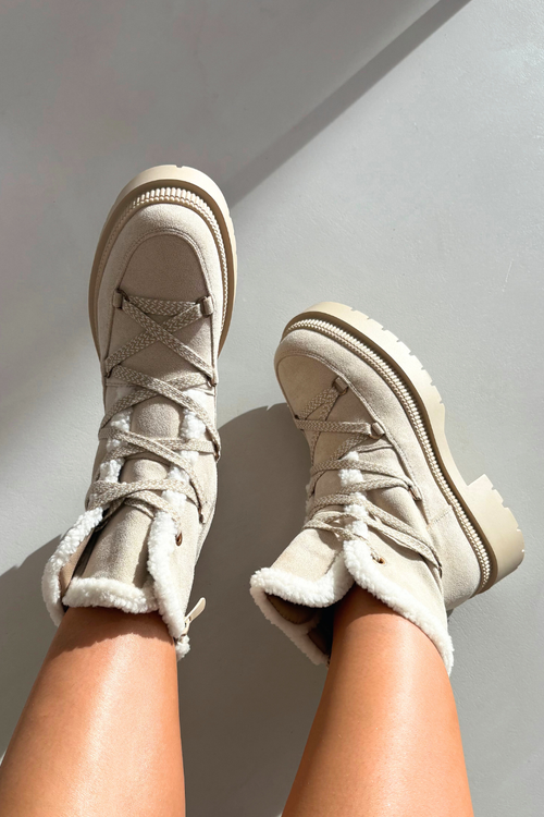 Жіночі зимові черевики з хутром Бежеві Irmara