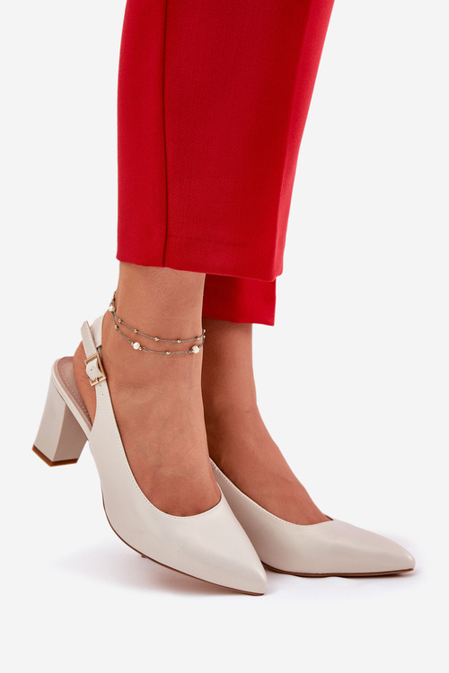 Зручні Туфлі На Каблуку Sergio Leone SK162 Перлові