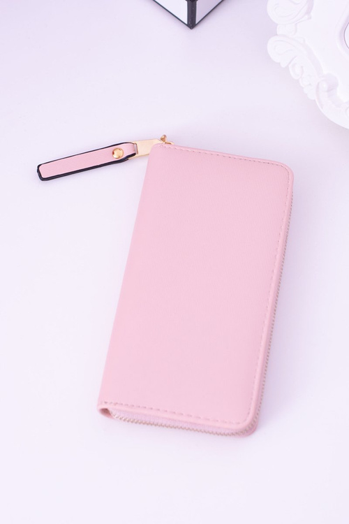 Великий жіночий смугастий рожевий гаманець із позолоченою фурнітурою