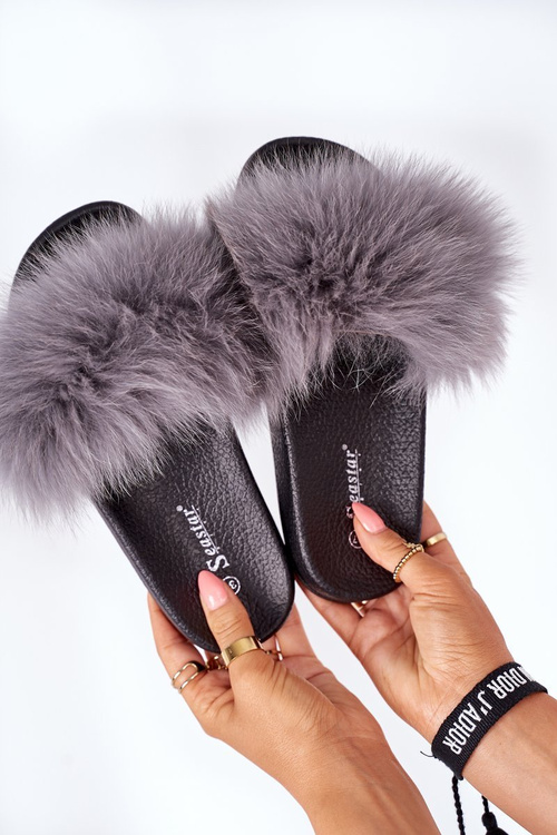 Жіночі тапочки з хутром темно-сірі Belmondo