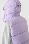 Жіноча пухова жилетка з капюшоном фіолетова 4F 4FWAW24TVJAF141-52S