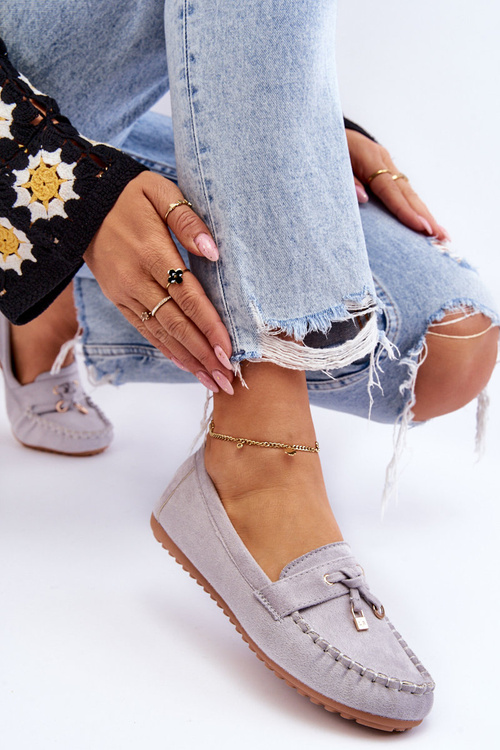 Класичні замшеві лофери сірі Good Time