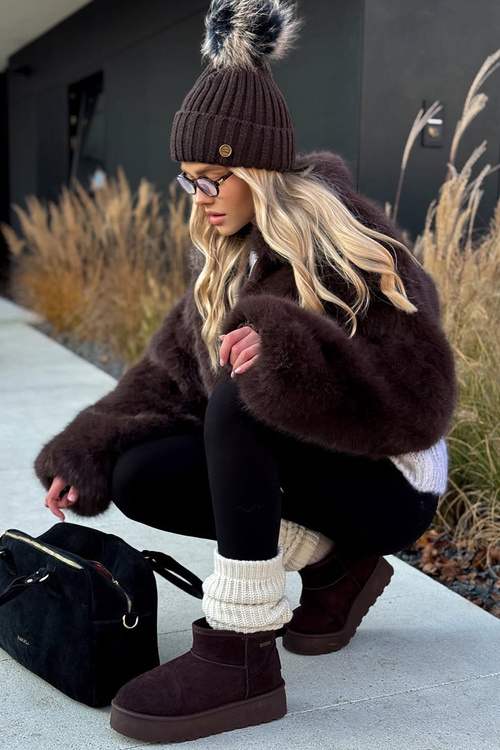 Низькі снігові чоботи на платформі Big Star OO274A101 шоколадні