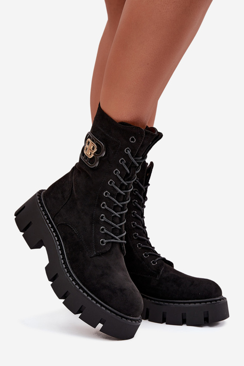 Теплі жіночі робочі чоботи з оздобленням чорні Melisse