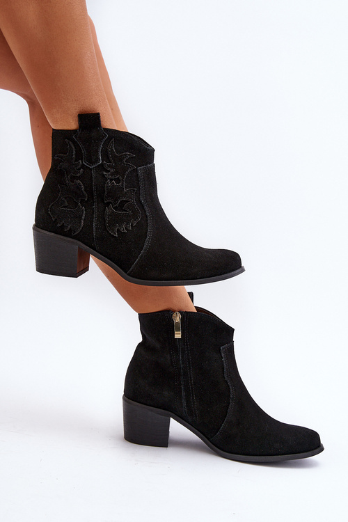 Чорні жіночі замшеві ковбойські чоботи Zazoo 3426